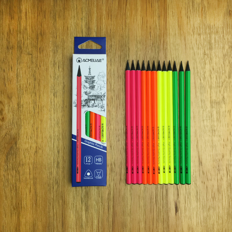 Neon Coating HB Black Wood Pencil Traingular (Spot Supply)
