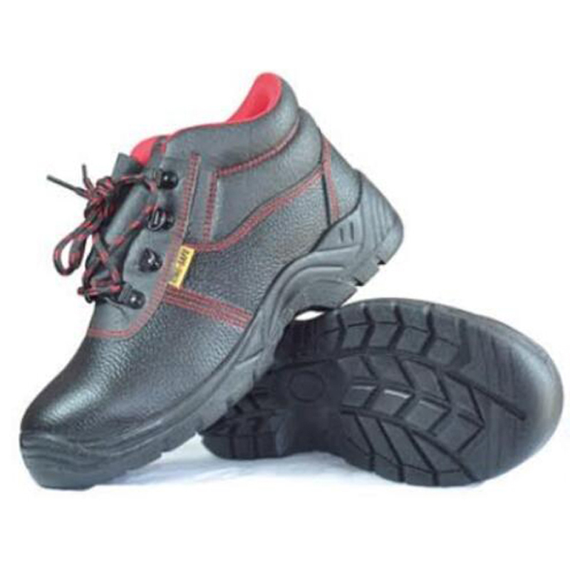 Industrial Safety Shoes with Cowhide Vamp, High Ankle Shoe, PU Collar, Single Density PU Sole, Steel Toe & Midsole