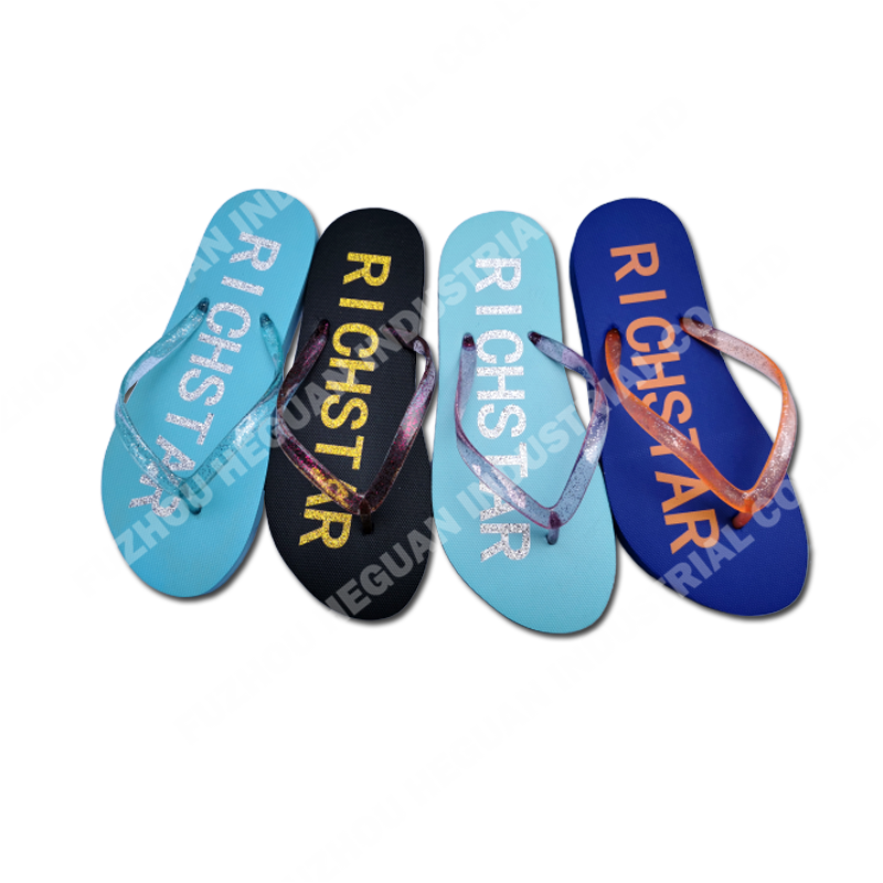 hot silver printing PE lady beach flip flops