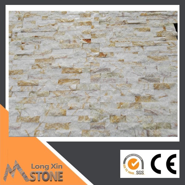 Natural yellow golden marble stone wall cladding with 4 raws