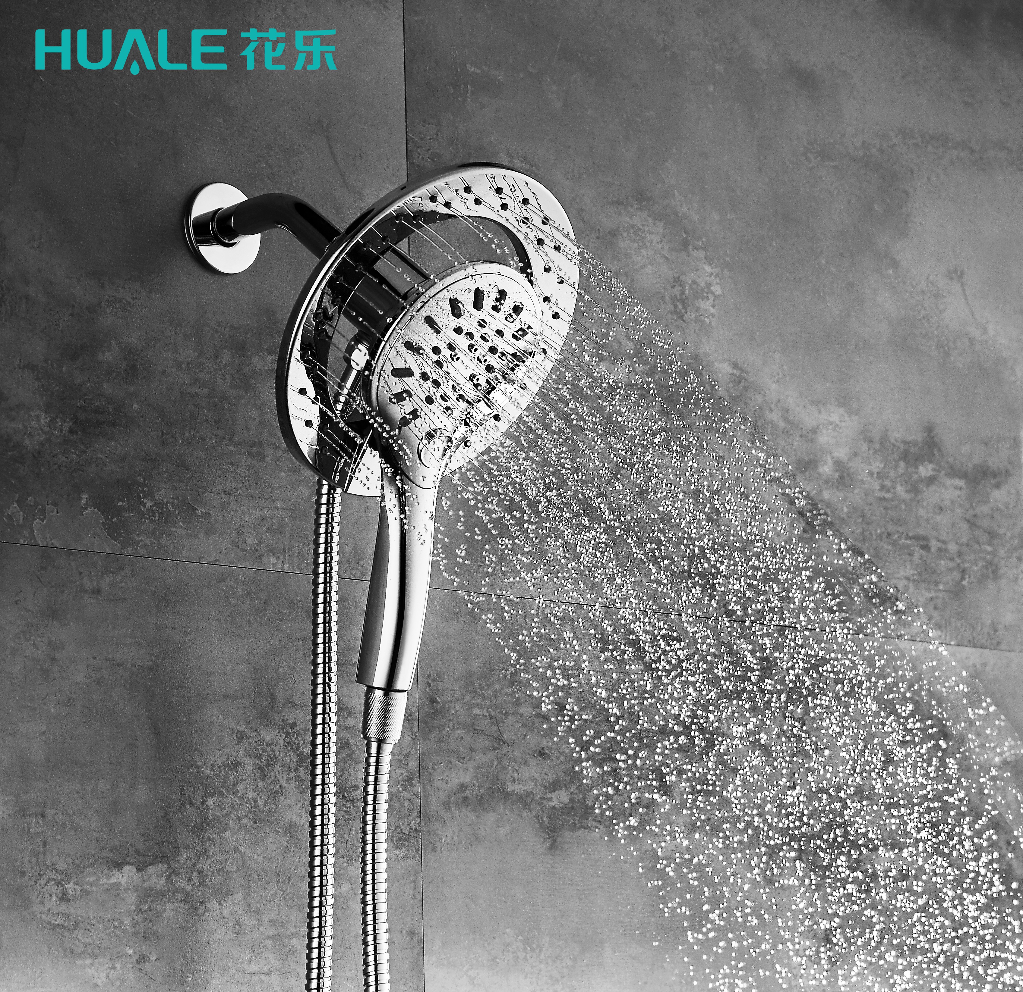HUALE Chromed Magnetic 2in1 shower set with removable hand held shower