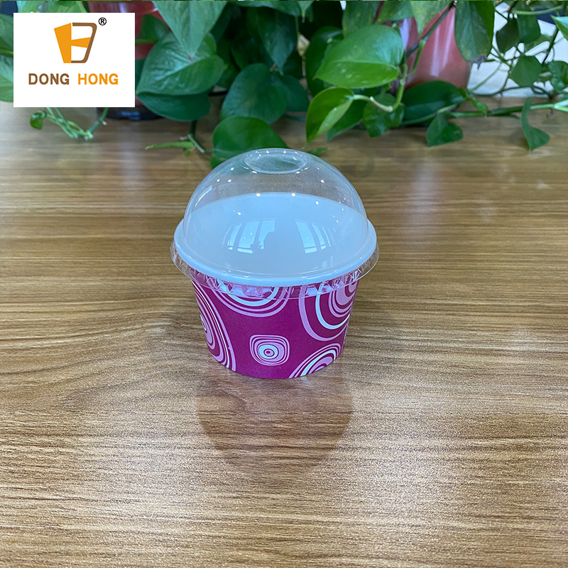 Wholesale disposable take away food serving biodegradable yogurt ice cream cup paper bowl with lid