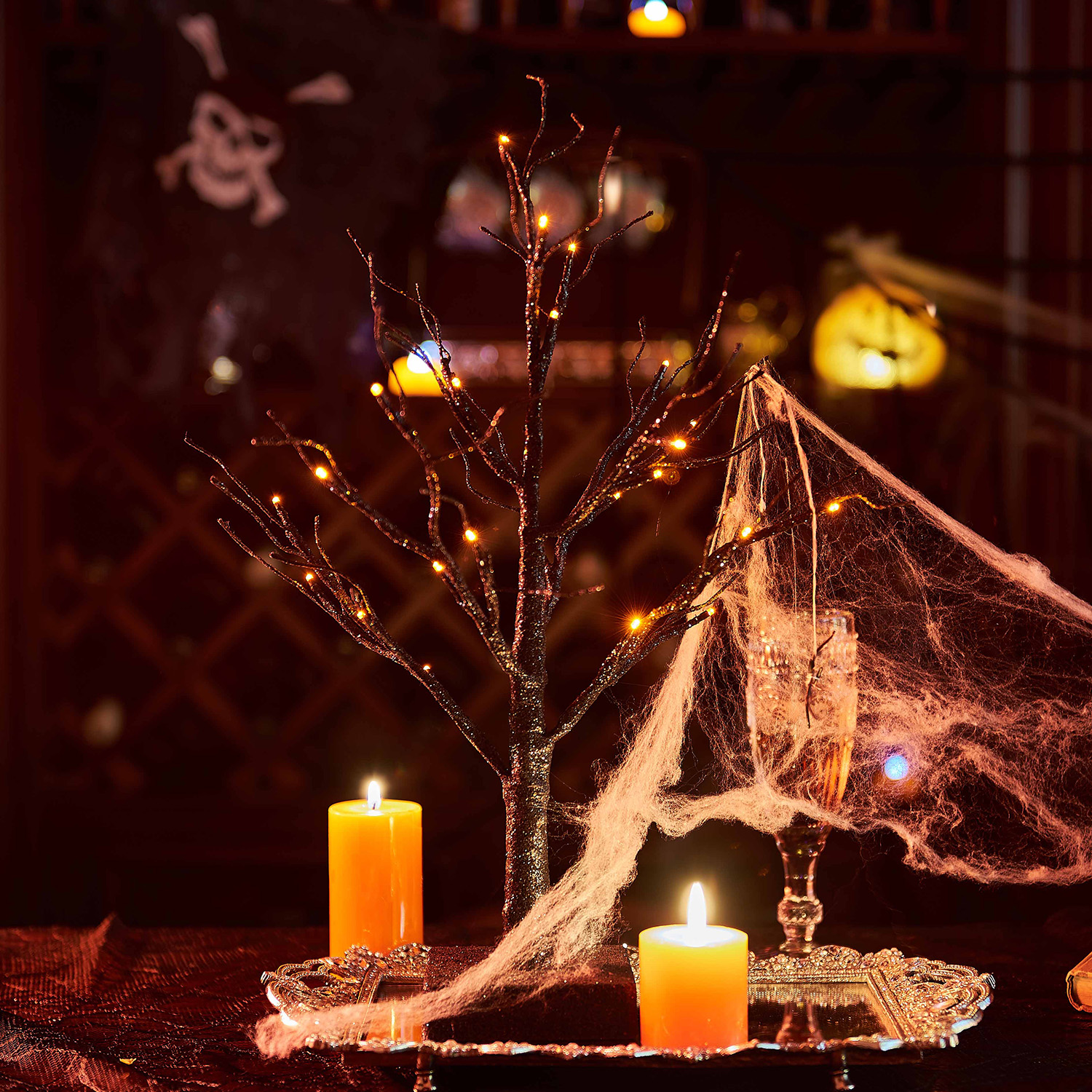 halloween lighted tabletop tree