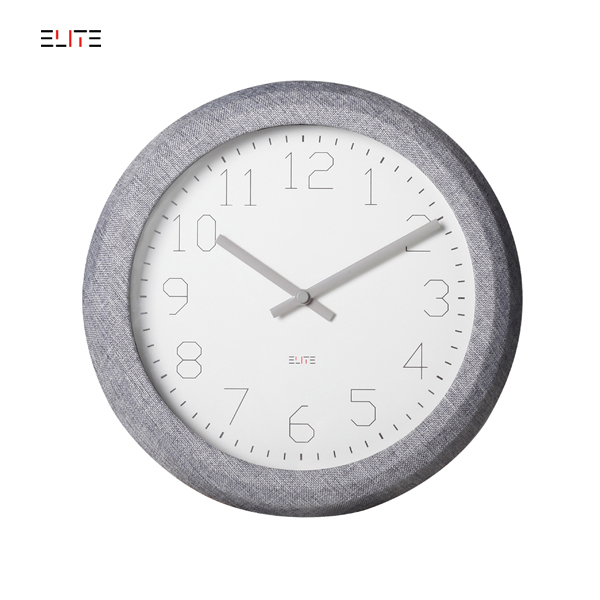 Plastic wall clock with fabric-wrapping case