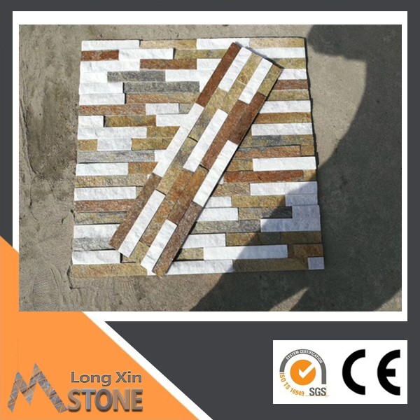 Natural rusty-white mix color quartzite stone wall cladding with 5 raws
