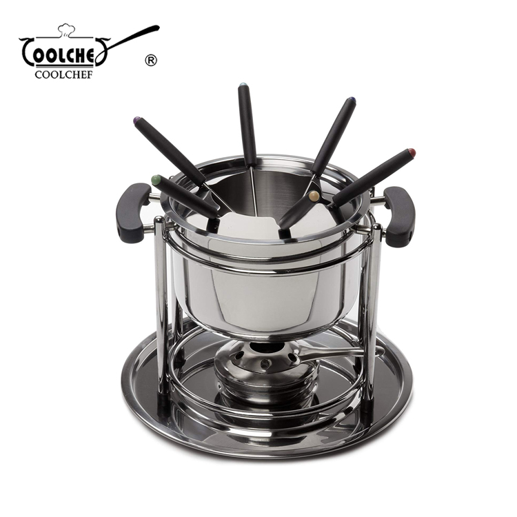 Stainless Steel Cheese Fondue Set 2 QT Chocolate Melting Pot