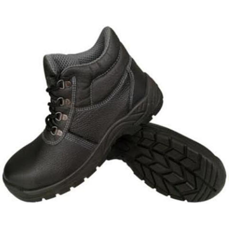 Industrial Safety Shoes with Cowhide Vamp, High Ankle Shoe, PU Collar, Double Density PU Sole, Steel Toe & Midsole