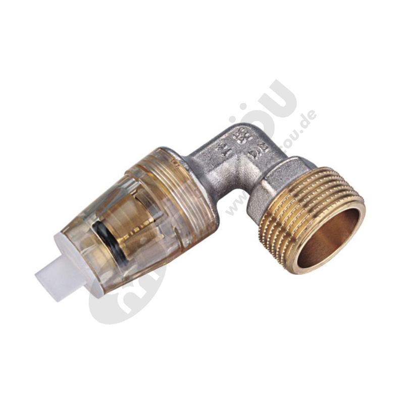 Quick push-fitting elbow pipe connector with M/F thread