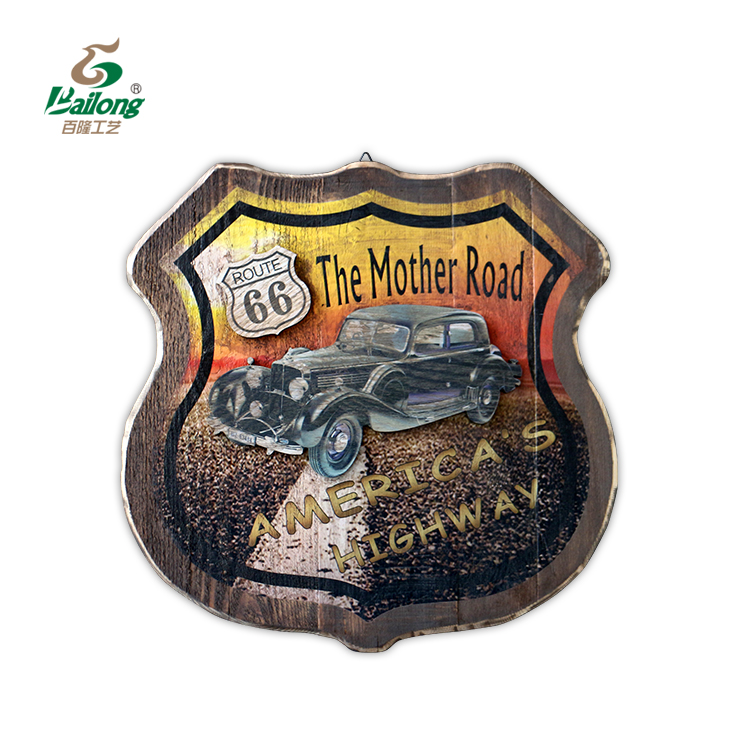 Factory Custom Wooden Route 66 The Mother Road Wall Sign