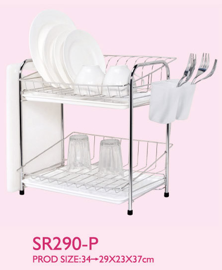 Stainless steel dish drainer - 2 tiers