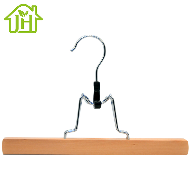 Multifunctional fashion durable custom branded logo closet wooden pants hangers
