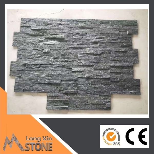 Natural sparkle black quartzite wall cladding with 5 raws