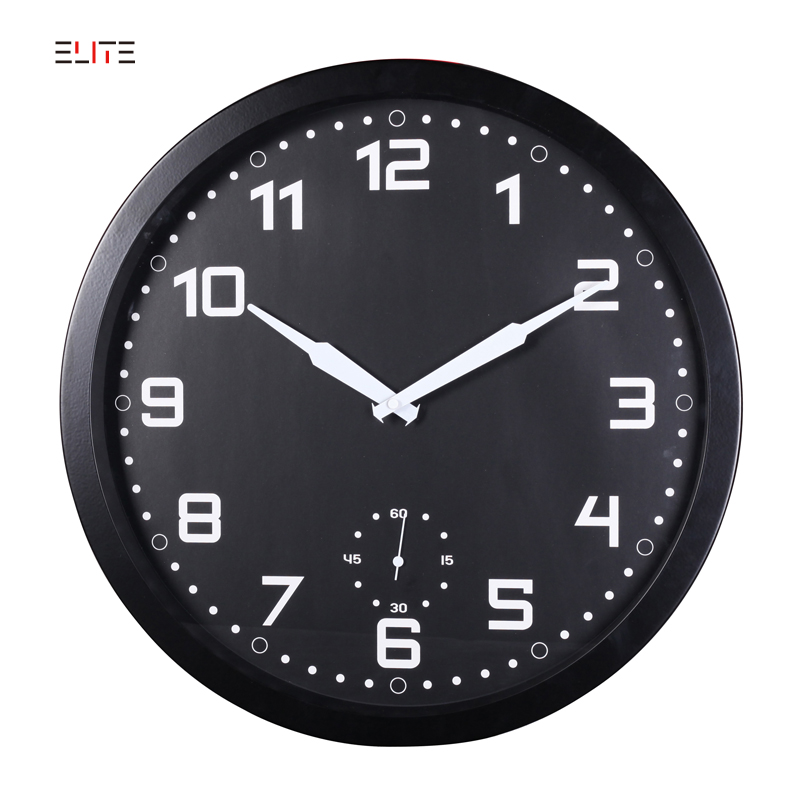 18-inch metal quartz wall clock with separated small second disc