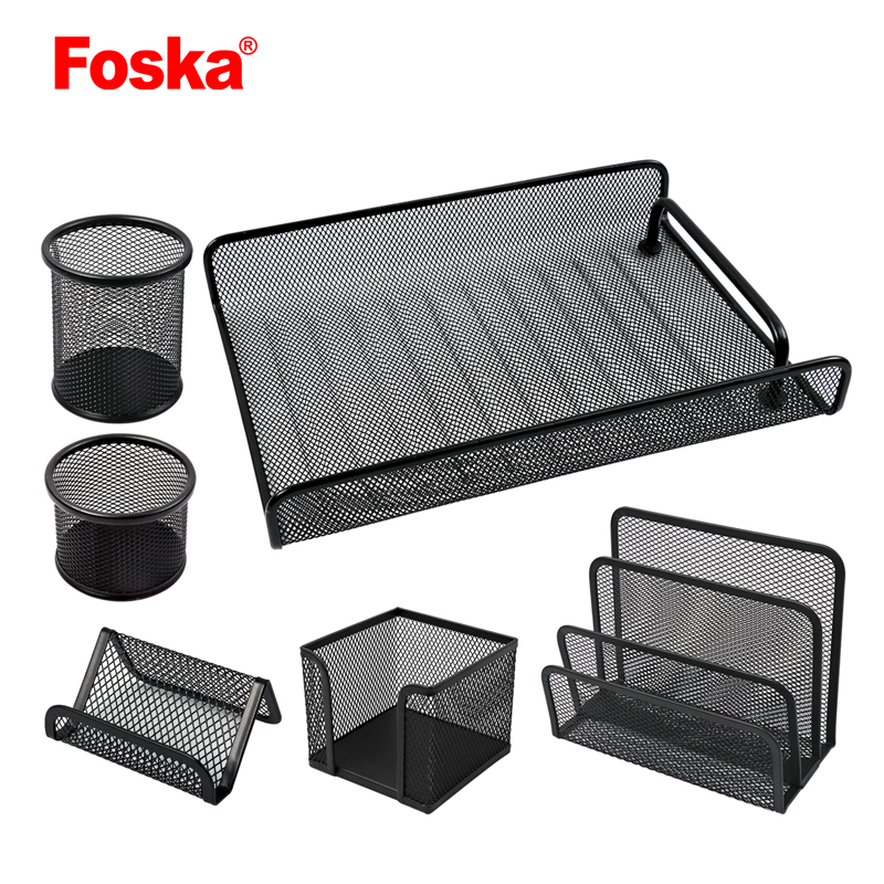 Multifunctional 6 Pieces Metal Mesh Office file tray organizer set