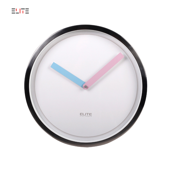 12” metal wall clock with polished metal case