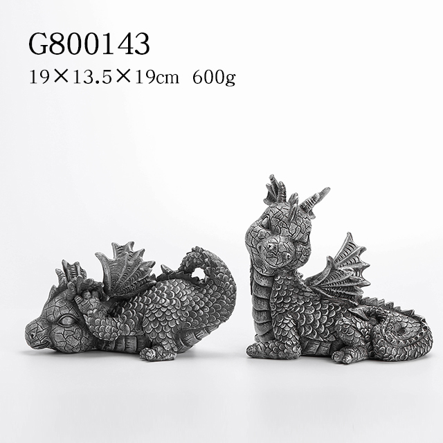 Polyresin Grey Color Cartoon Dragon Deco