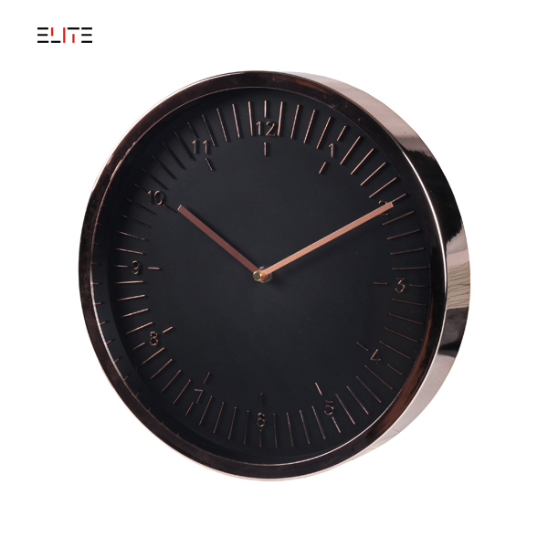 Plastic wall clock with painting case and embossed hour/minute markings
