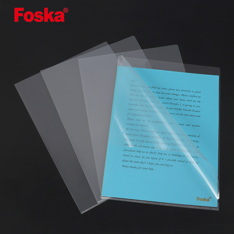 Hot sale A4 Transparent Clear L-Shaped Office File Folder