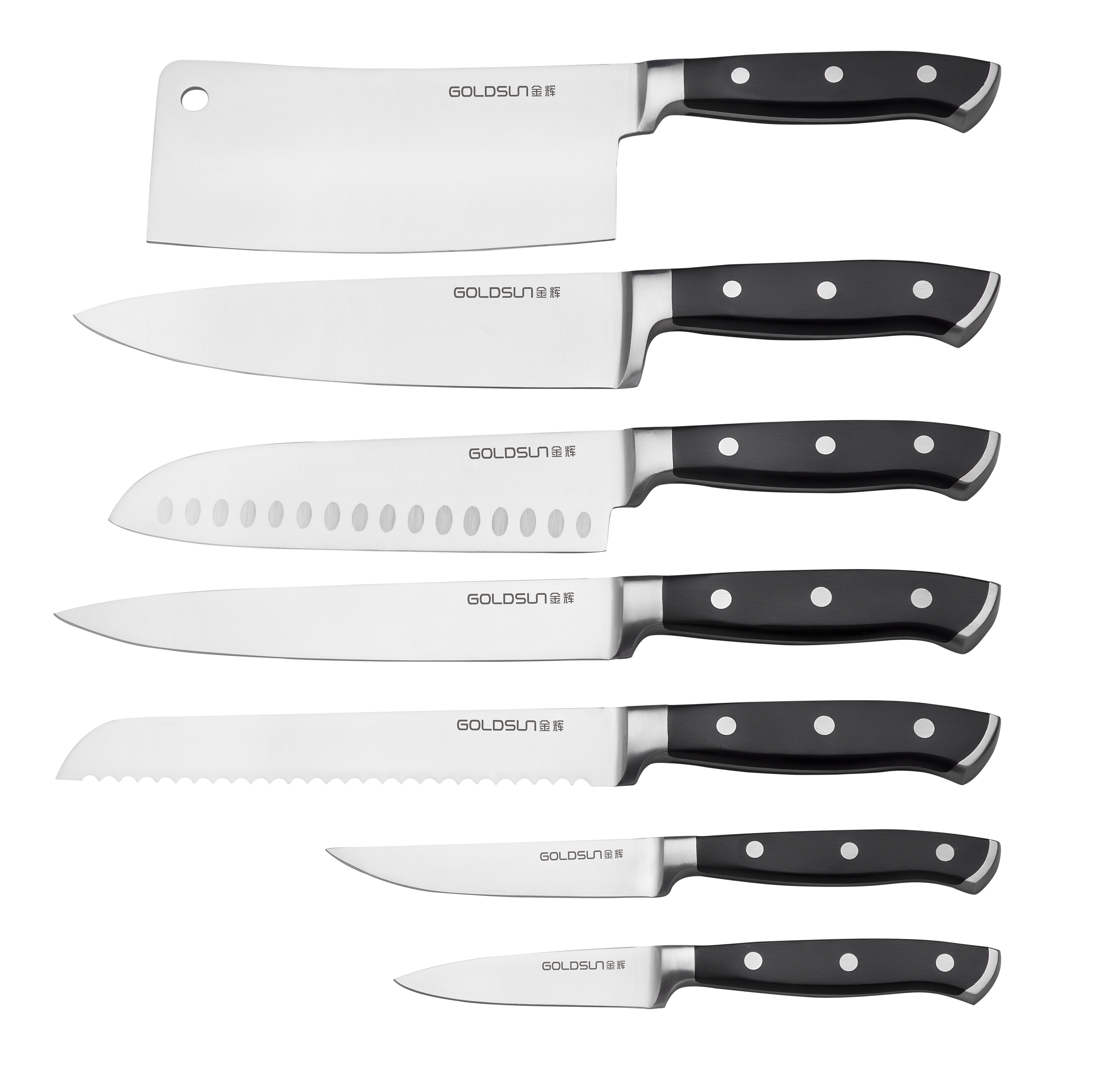 A12 chopper, Chinese cleaver, chef's knife, santoku knife, slicing knife, bread knife, steak knife，utility knife, paring knife