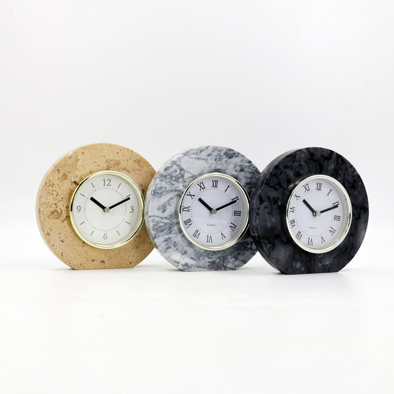 Nordic mute marble clock and table clock ornaments household living room table top bedroom modern simple home decoration accessories
