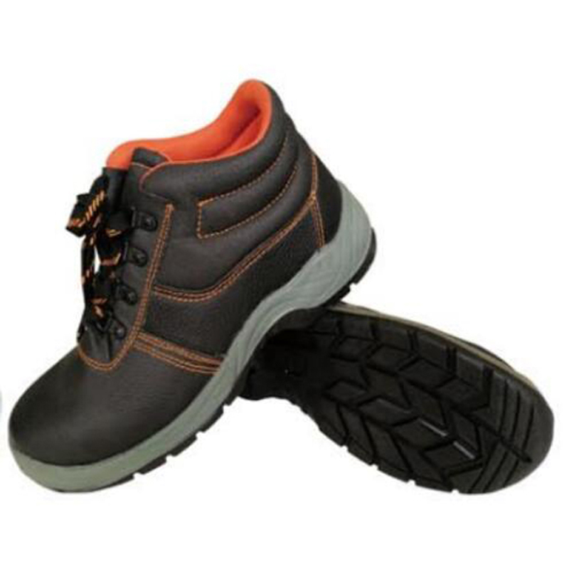 Industrial Safety Shoes with Cowhide Vamp, High Ankle Shoe, PU Collar, Double Density PU Sole, Steel Toe & Midsole