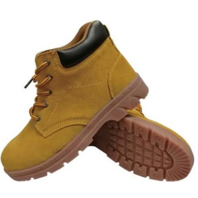 Safety Shoes with Suede Vamp, PU Collar, Rubber Glued Sole, Steel Toe Cap & Steel Midsole