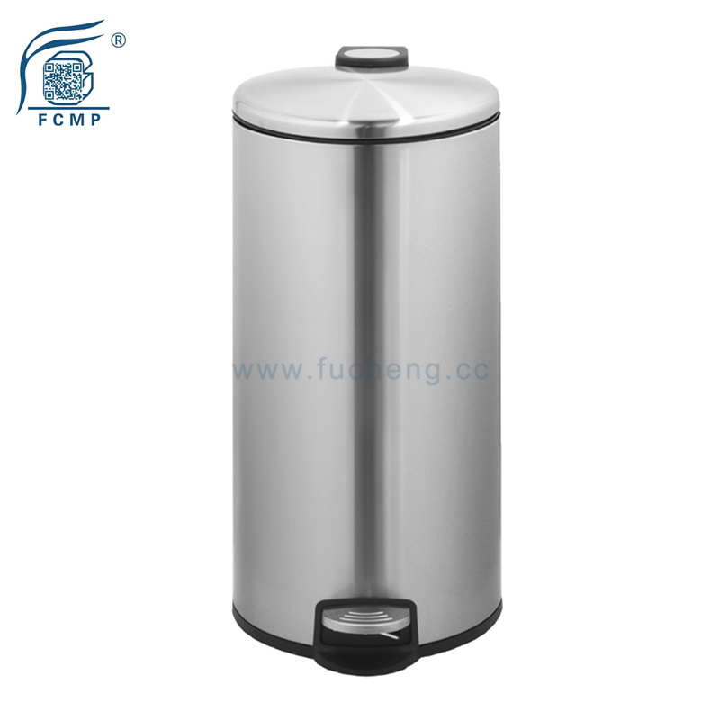 Round Stainless Steel Kitchen Pedal Trash Can