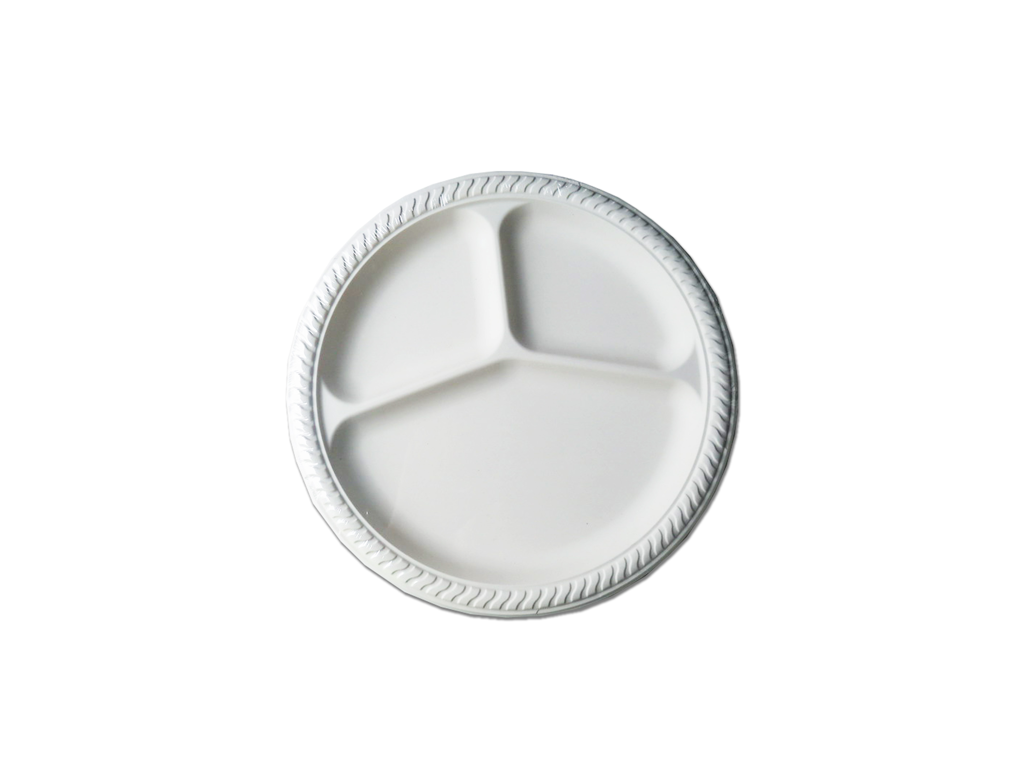 10 inch Biobased round plate with 3 compartments