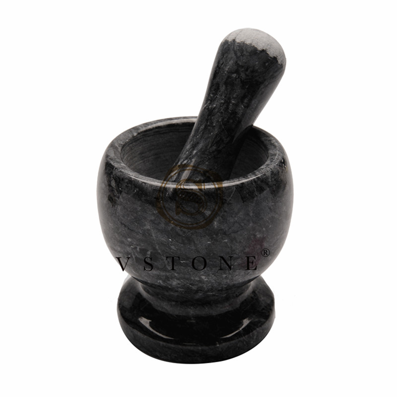 Dark grey marble mortar and pestle/mortar with pestle/pestle and mortar，marble craft