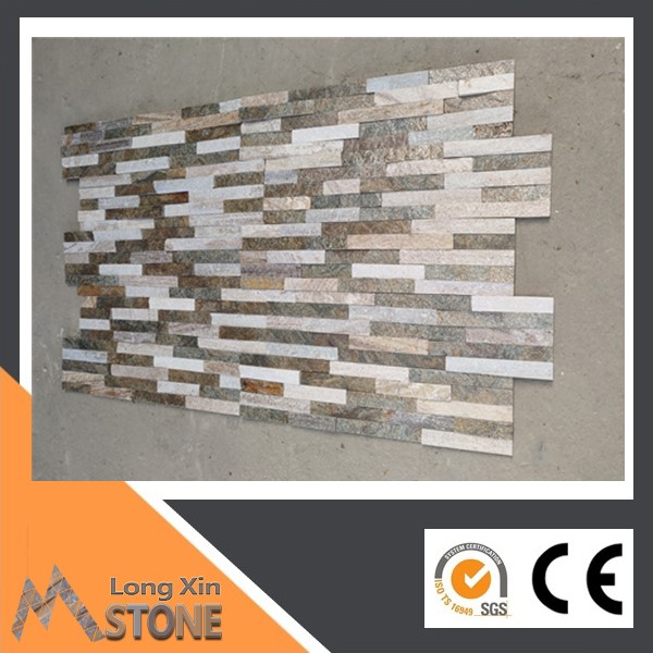 Natural rusty and golden white mix color quartzite stone wall cladding with 5 raws