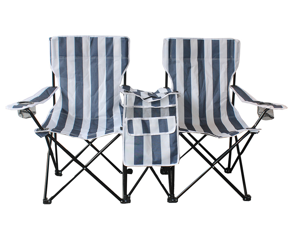 Double Camping Chair with Cooler Bag And Umbrella Holder