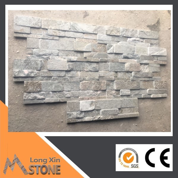 Natural tumbled grey slate stone wall cladding