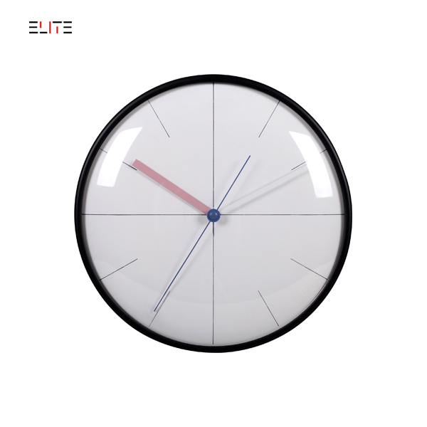 Metal quartz wall clock with convex dial plate & glass
