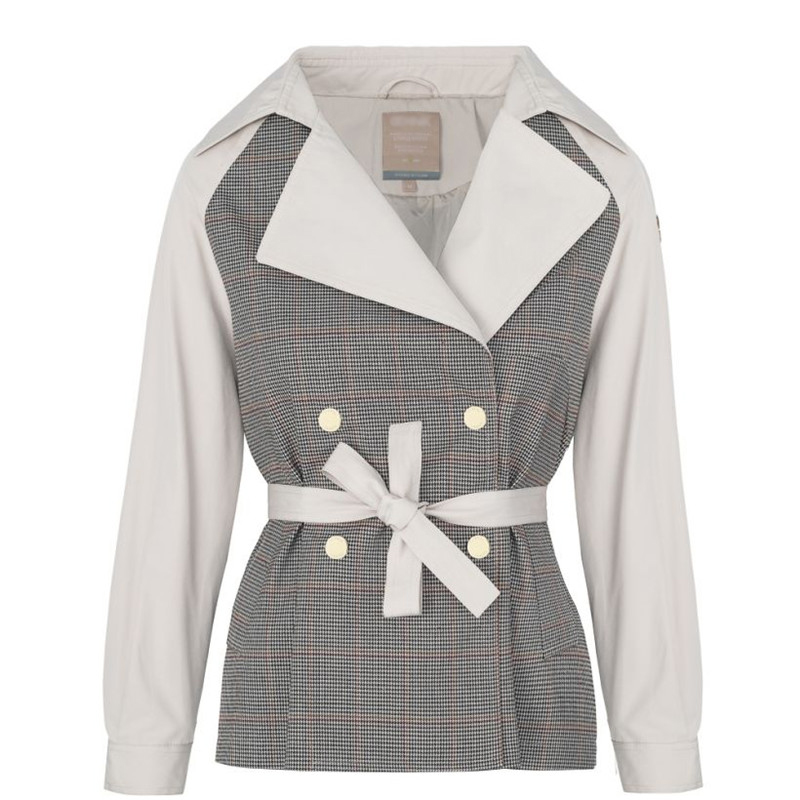 Ladies short check trenchcoat