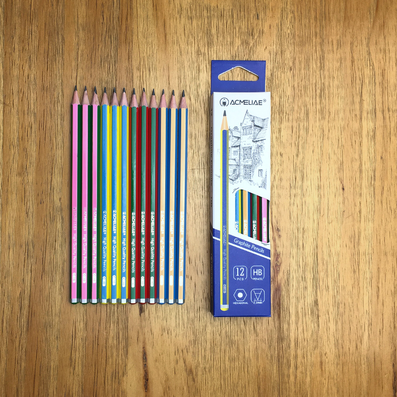 Color Striped HB Dipped Pencil Hexagonal (Spot Supply)
