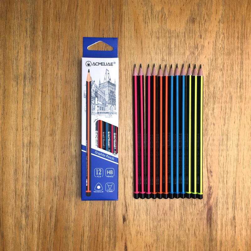 Neon/Black Striped HB Pencil Triangular (Spot Supply）
