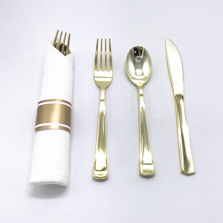10 Guest Cutlery Set Disposable Cutlery Plastic Cutlery Pre-rolled Cutlery
