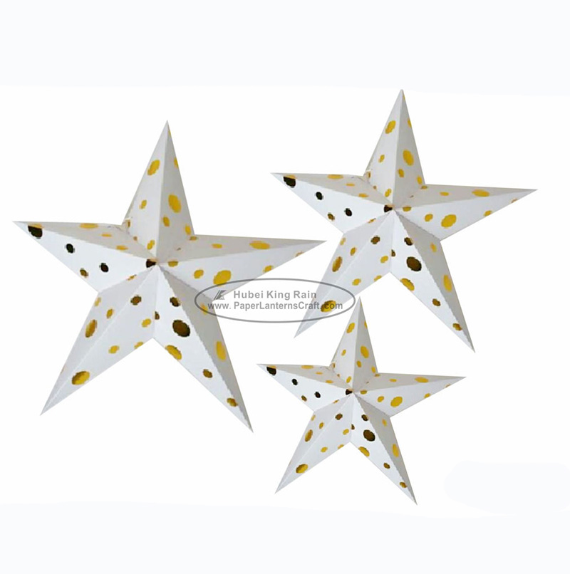 Foil Gold White Star Shaped Paper Lanterns For Birthday Parties Decoration