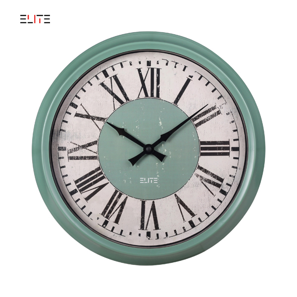 14” retro wall clock with plastic case in elegant profile