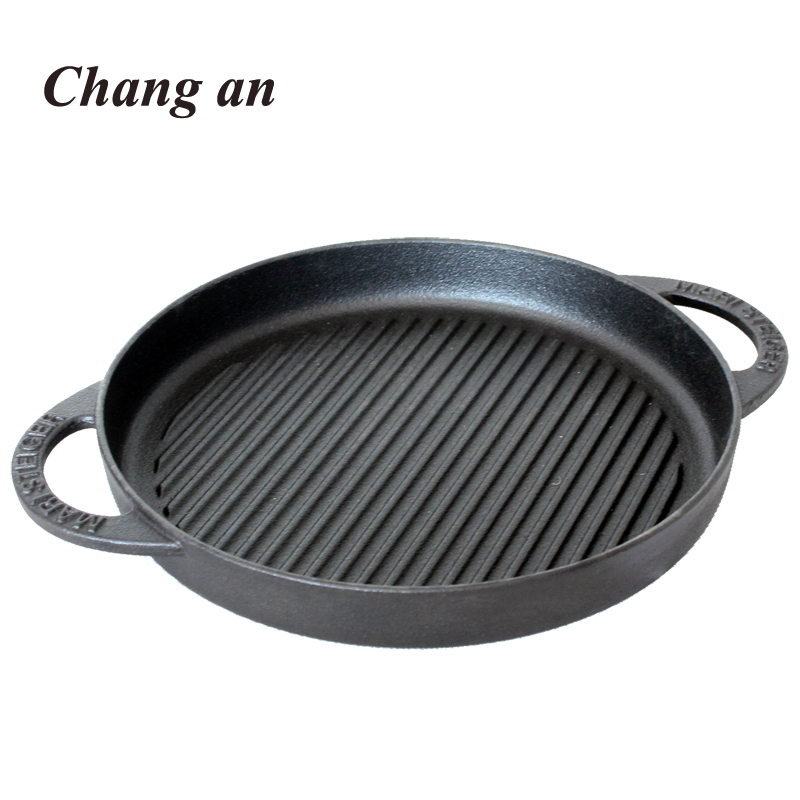 Cast iron round grill pan