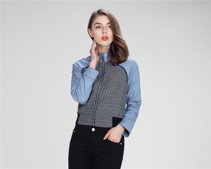 Womens splicing raglan long sleeve zipper jacket short jacket