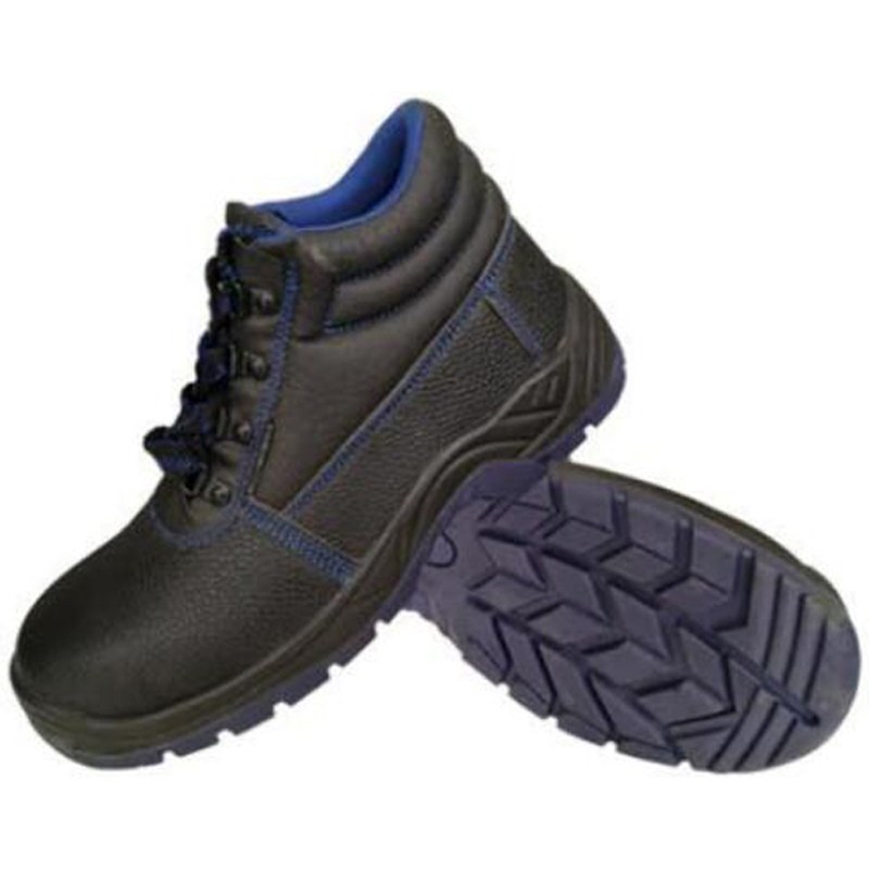 Industrial Safety Shoes with Cowhide Vamp, High Ankle Shoe, PU Collar, Double Density PU Sole, Steel Toe & Midsole