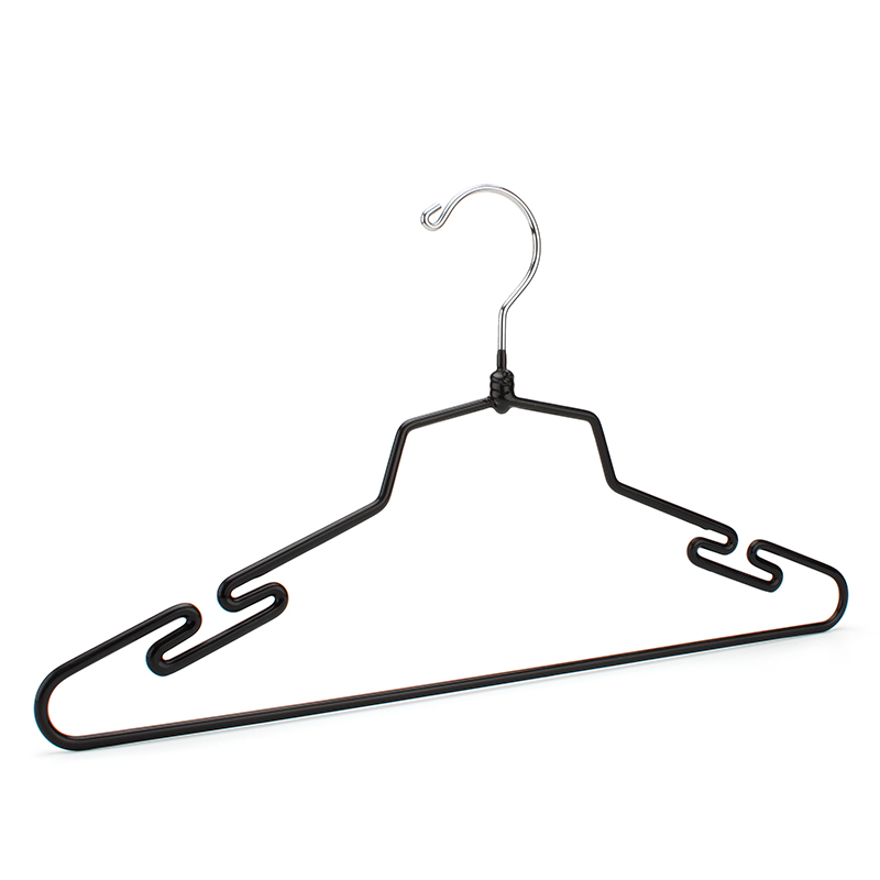 Metal hanger with anti-slip notches