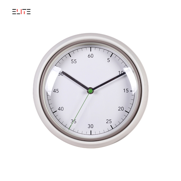 Metal quartz wall clock with convex glass