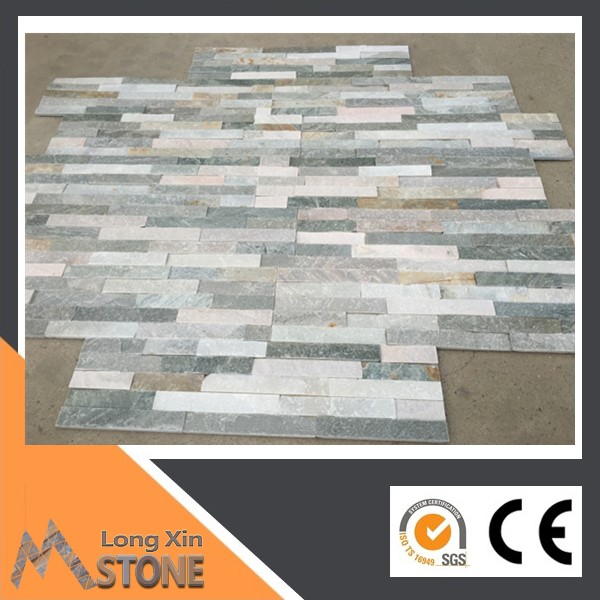 Natural green grey slate stone wall cladding with 5 raws