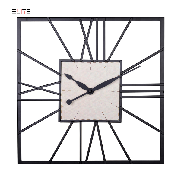 Antique Square Wrought Iron Wall Clock