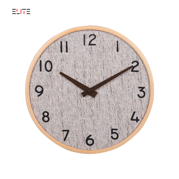 Plywood wall clock with stiching numeral cloth dial