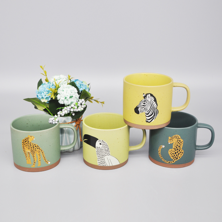 12oz short straight cup color mud reduction flame animal mug matte matte ceramic cup