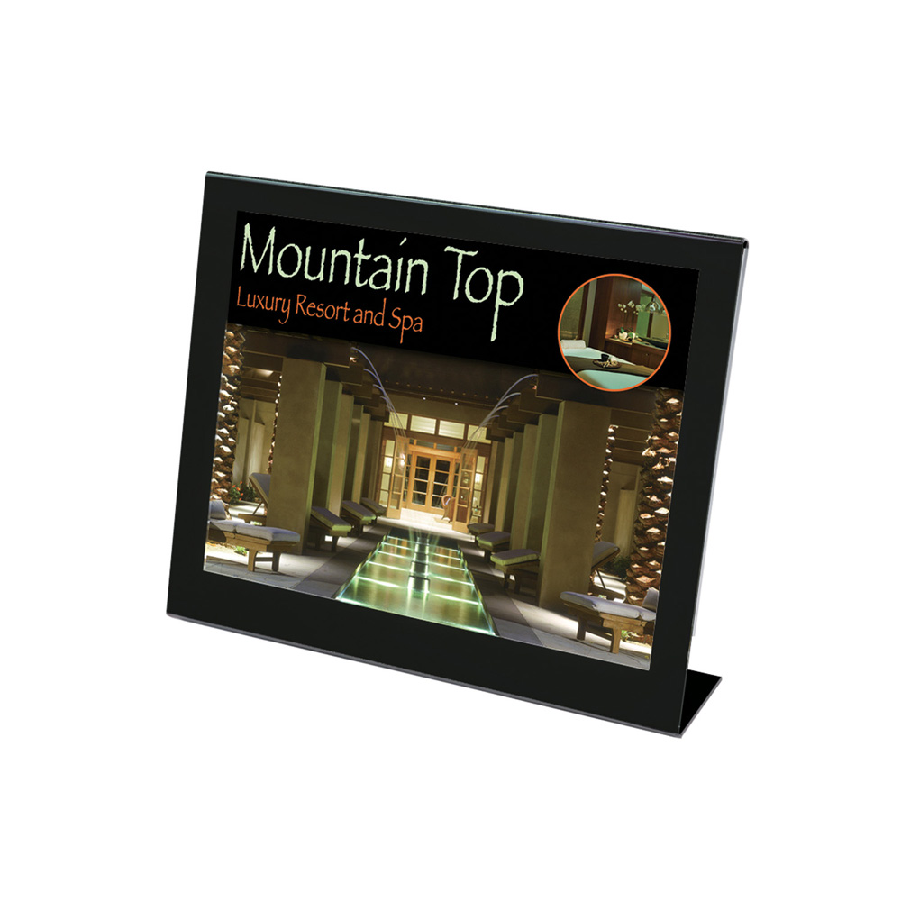 46301 L Shape Slanted Sign Holder (Landscape) 90x60mm Clear