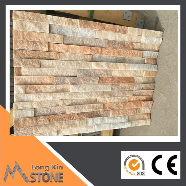 Natural crystal pink quartzite stone wall cladding with 5 raws